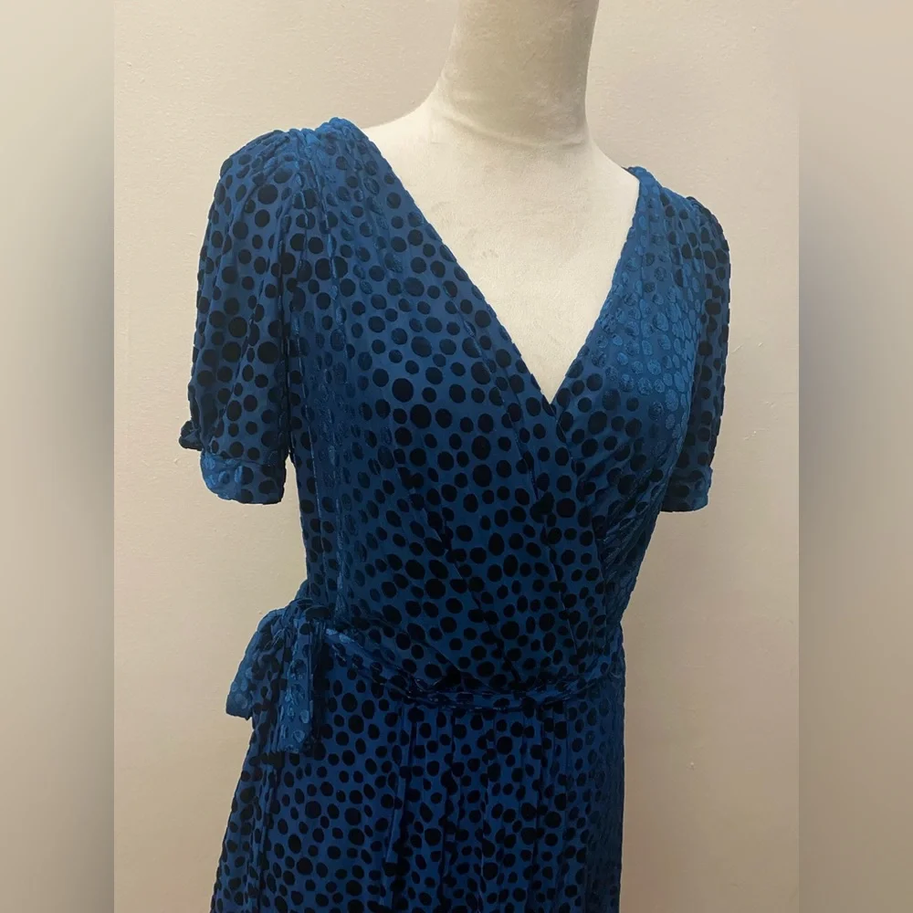 DKNY Navy Polka Dot Midi Dress - Picture 2 of 9